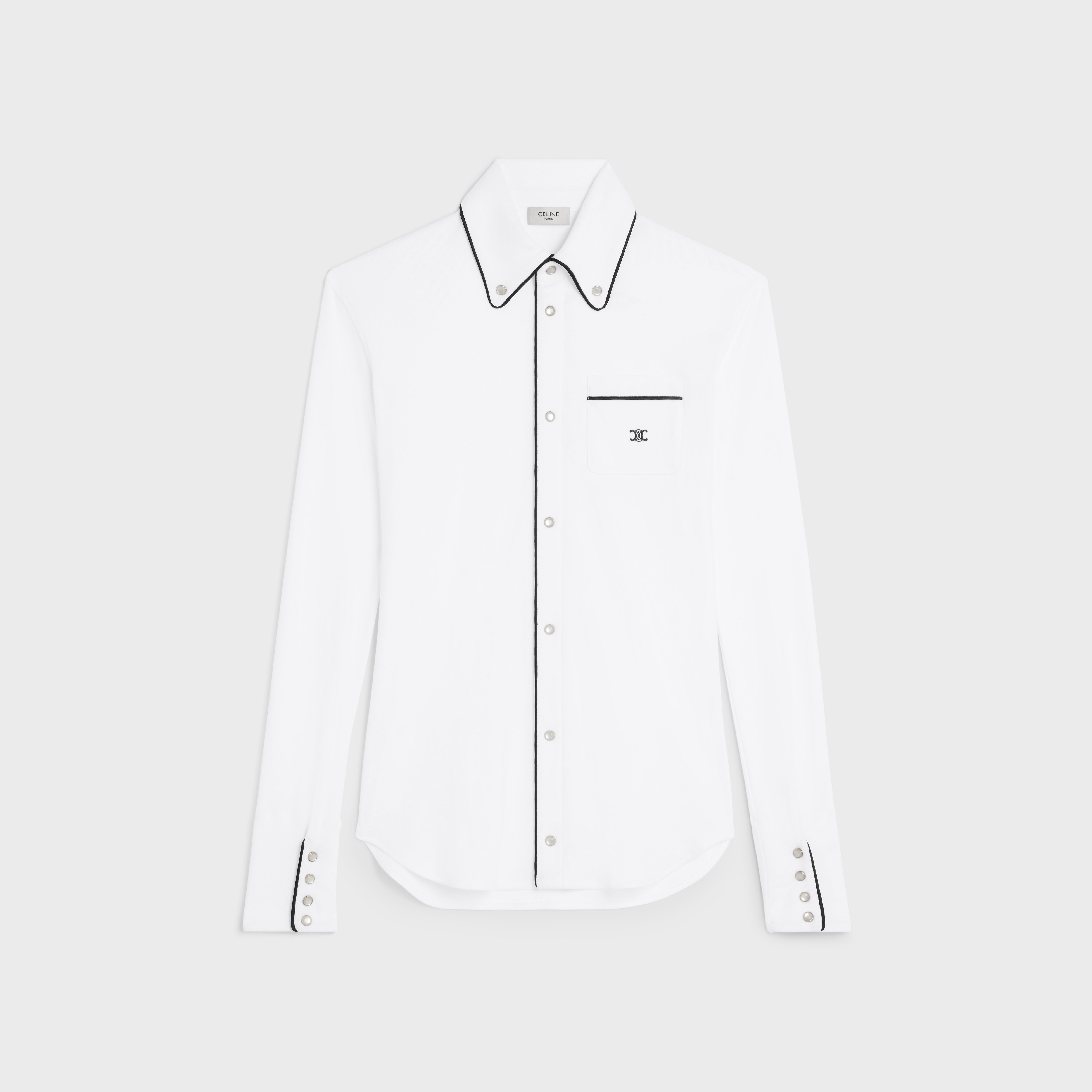 shirt IN cotton jersey - WHITE / BLACK | CELINE